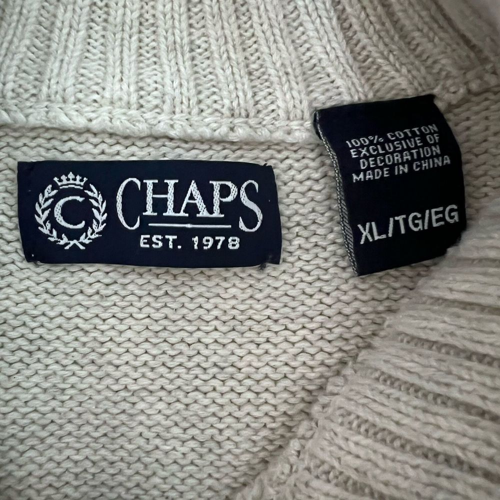 Chaps Fair Isle Nordic Cotton Pullover Mens XL Mock Neck Sweater Apres Chalet - Picture 5 of 16